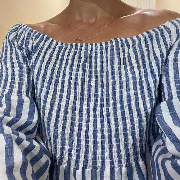 Summer dress, blue with white strips - Picture 1 of 4
